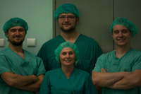 From the right: Adam Polcyn M.D. Ph.D., Beata Dorosz, Michał Rogula M.D., Adam Michcik M.D. Ph.D.
